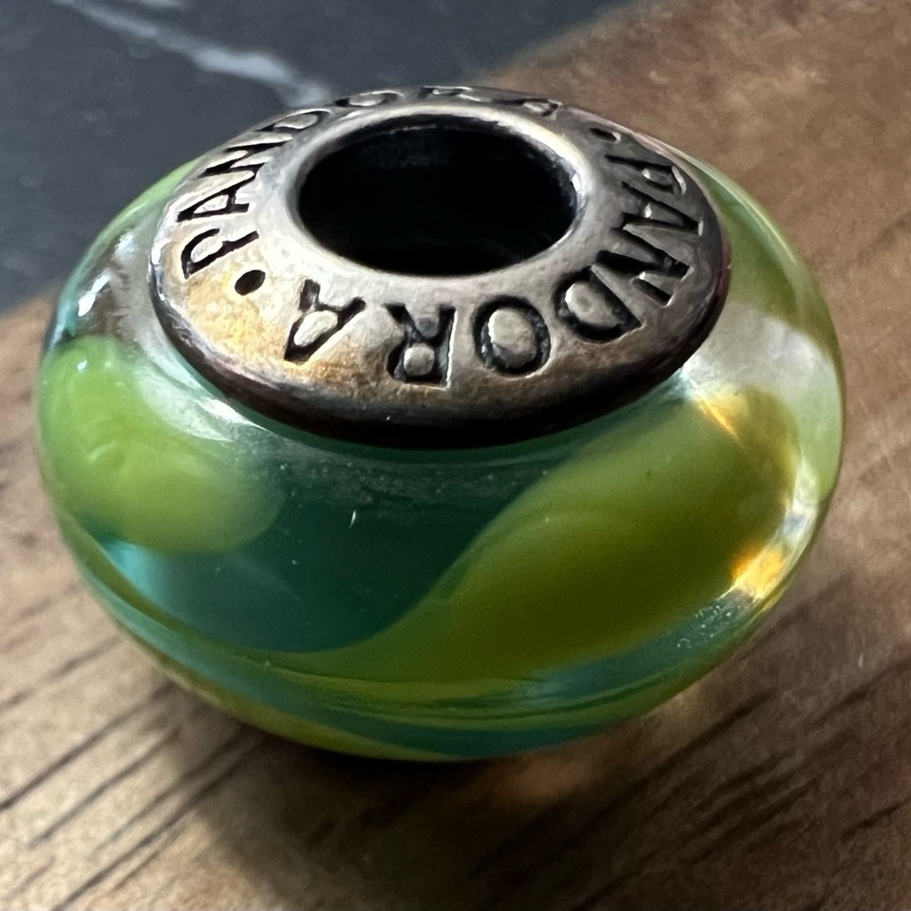 Pandora Blue & Yellow Glass Charm 925 B35